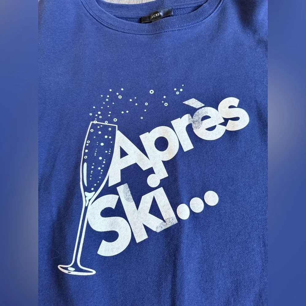 J.Crew Oversized University Terry Apres Ski Crewneck Sweatshirt in Navy Size XXS